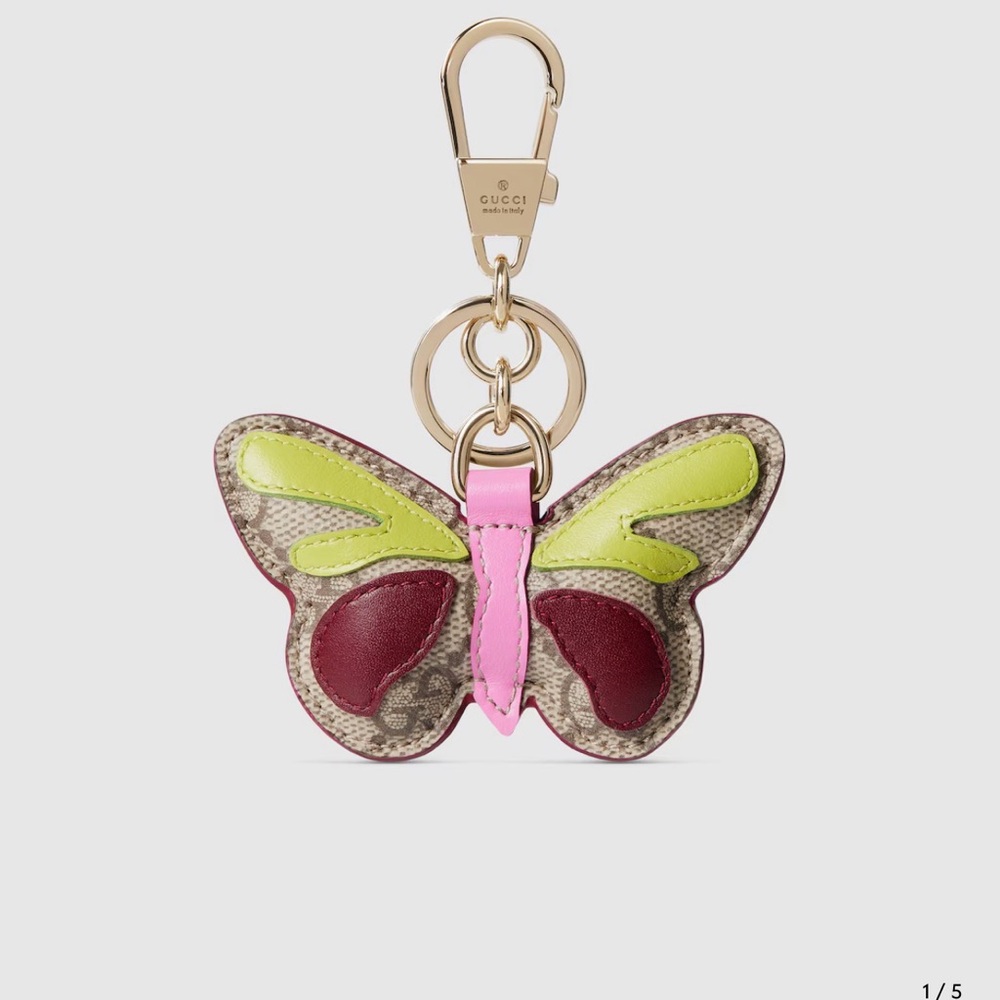 Gucci Butterfly Key Holder - Lime, Burgundy, and Pink